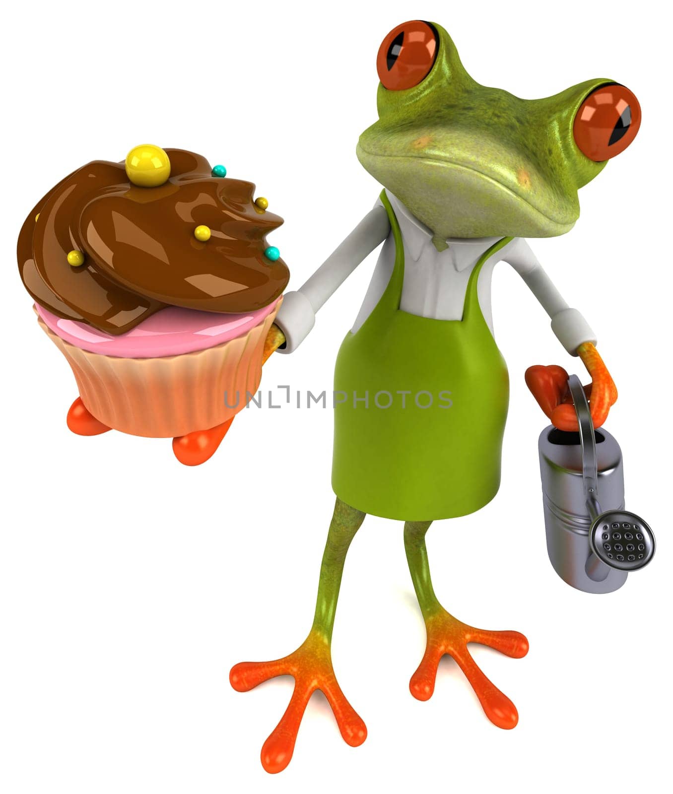 Fun frog gardener - 3D Illustration