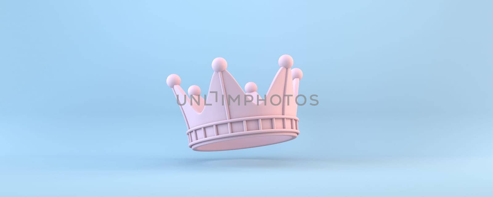 Pink crown 3D rendering illustration isolated on blue background