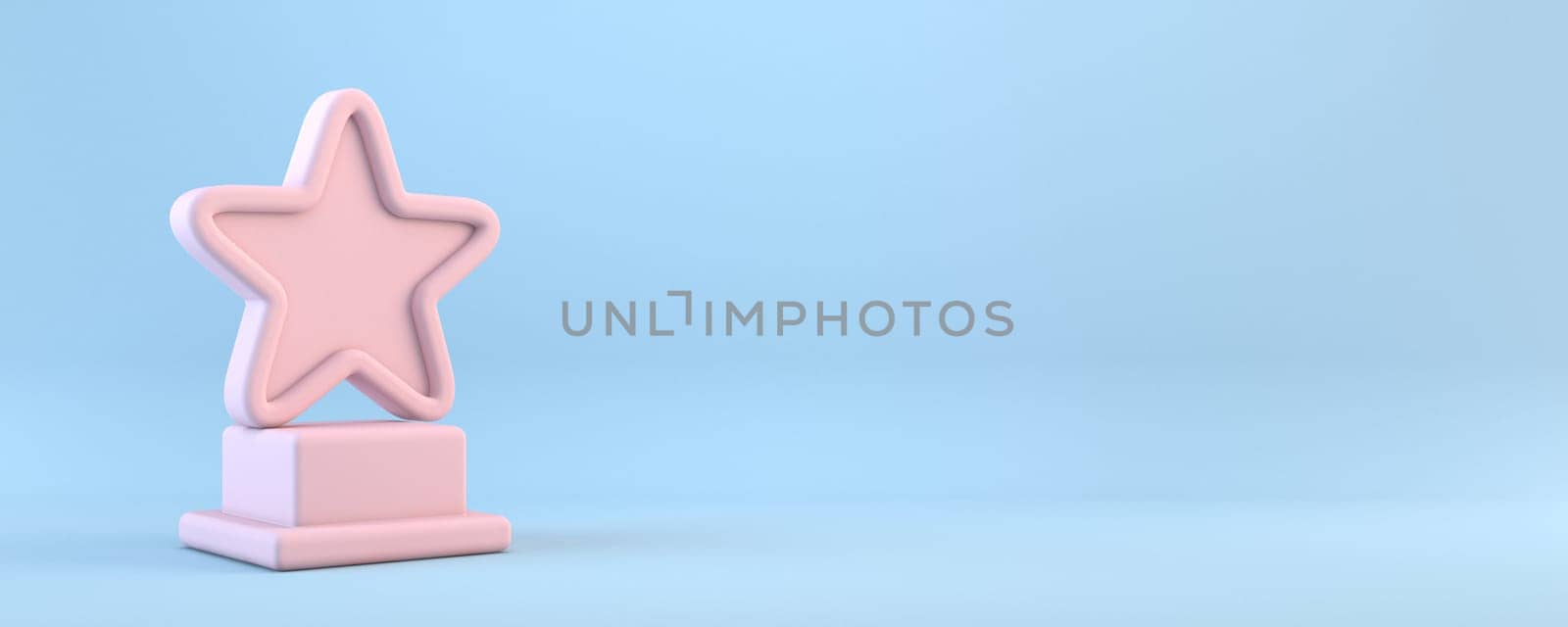Pink star trophy 3D rendering illustration isolated on blue background