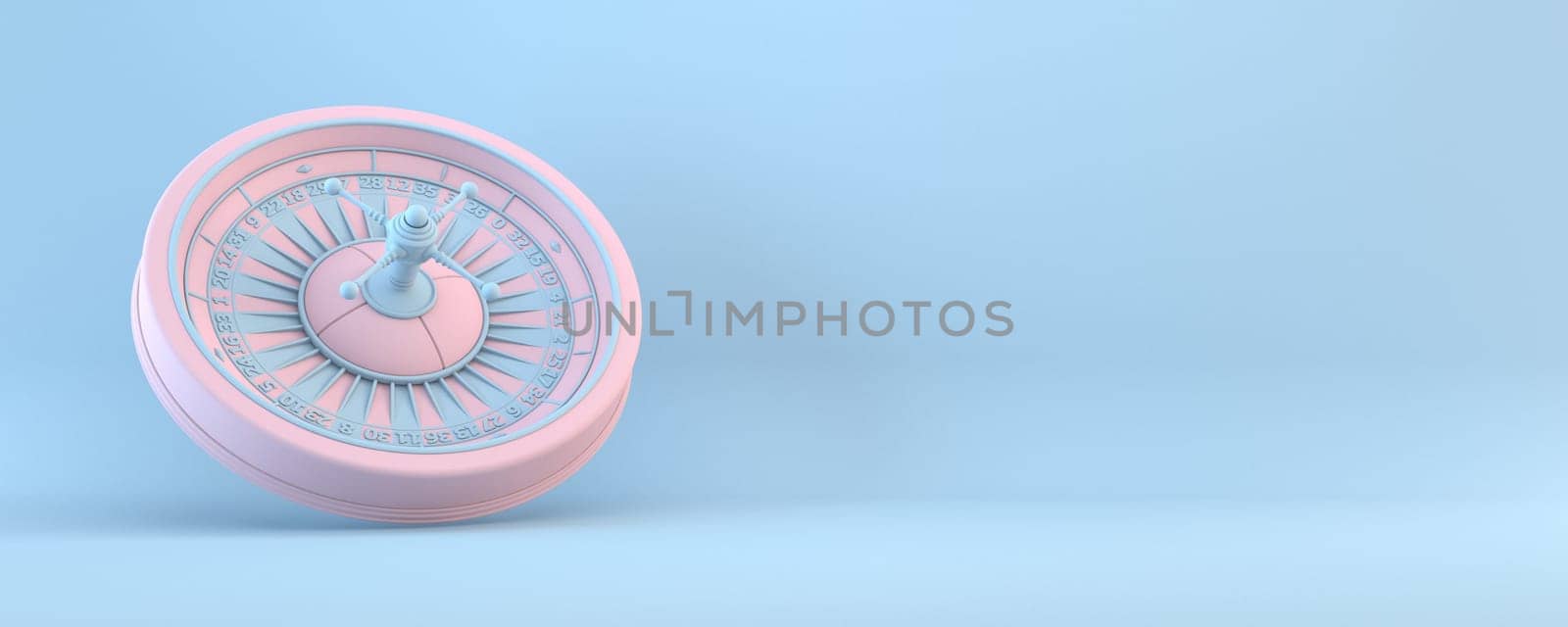 Pink roulette 3D rendering illustration isolated on blue background