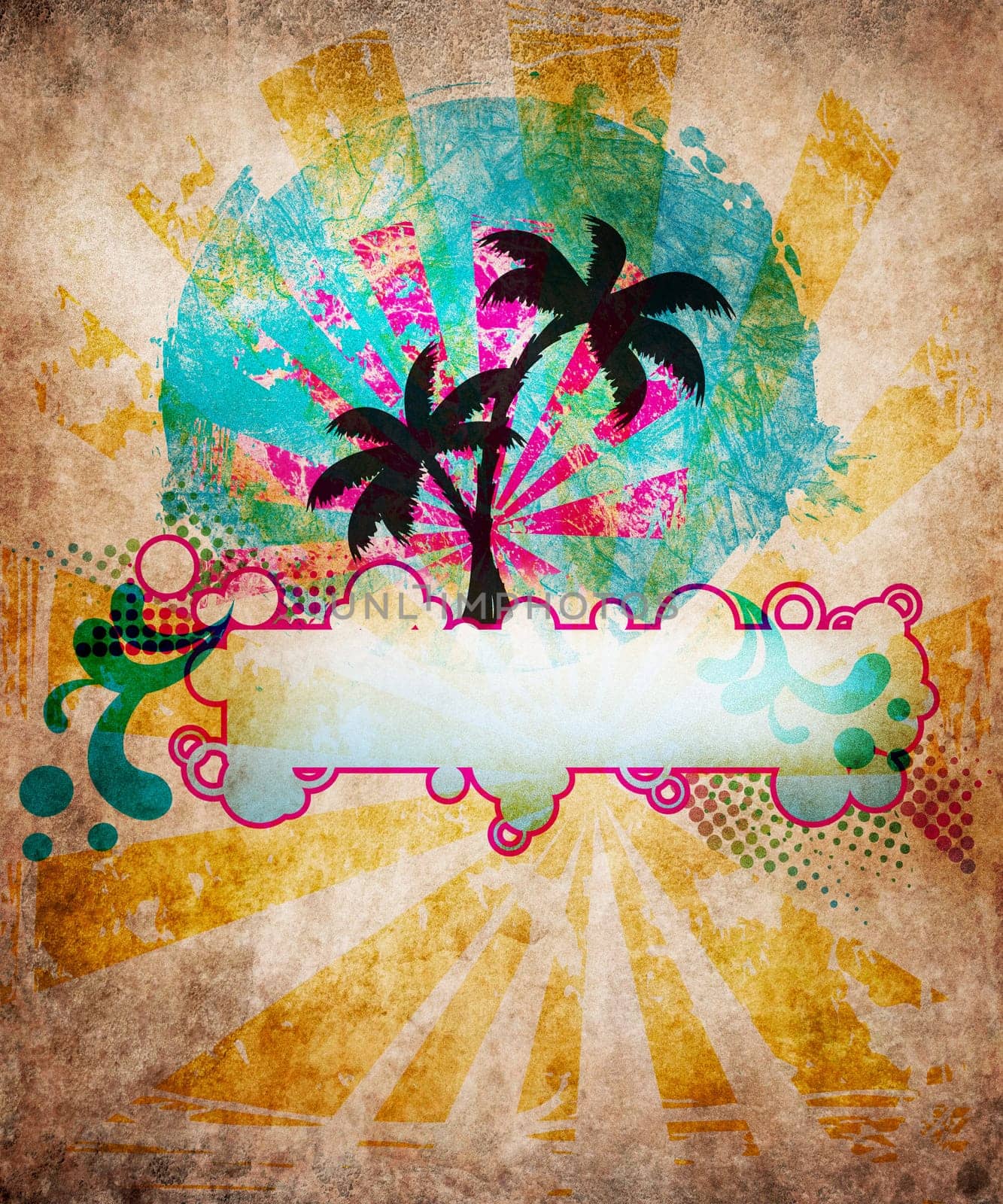Summer beach design in grunge style