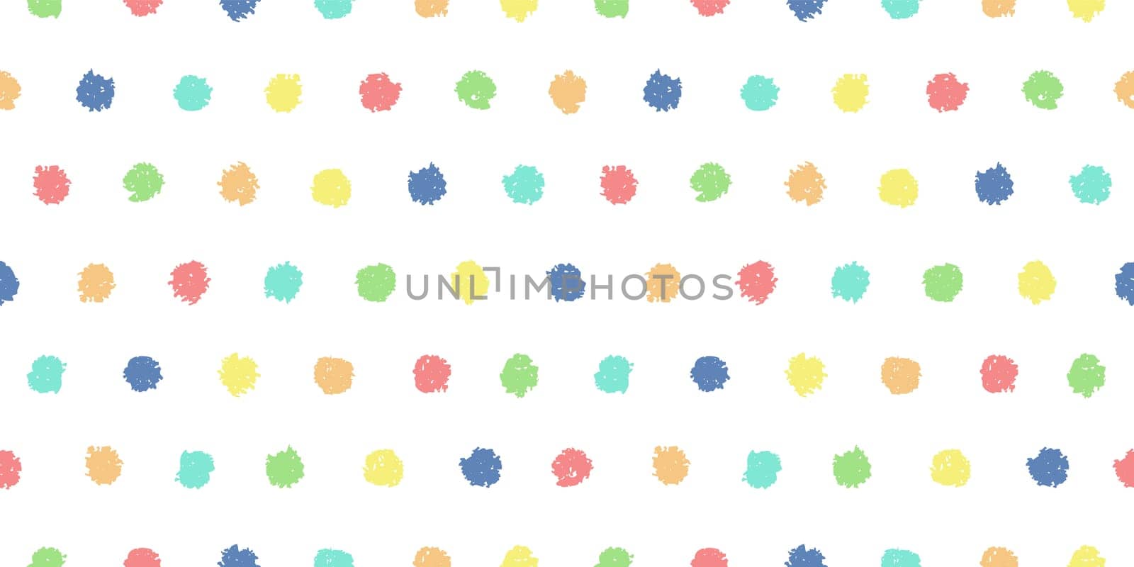 Polka dot seamless pattern with hand painted circles. Vector illustration