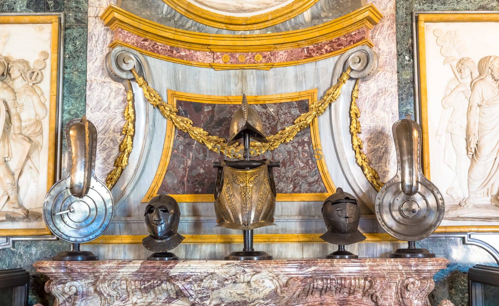 TURIN, ITALY - CIRCA AUGUST 2020: Middle age knight armour details - 15th Century. Concept for security, safety and protection.