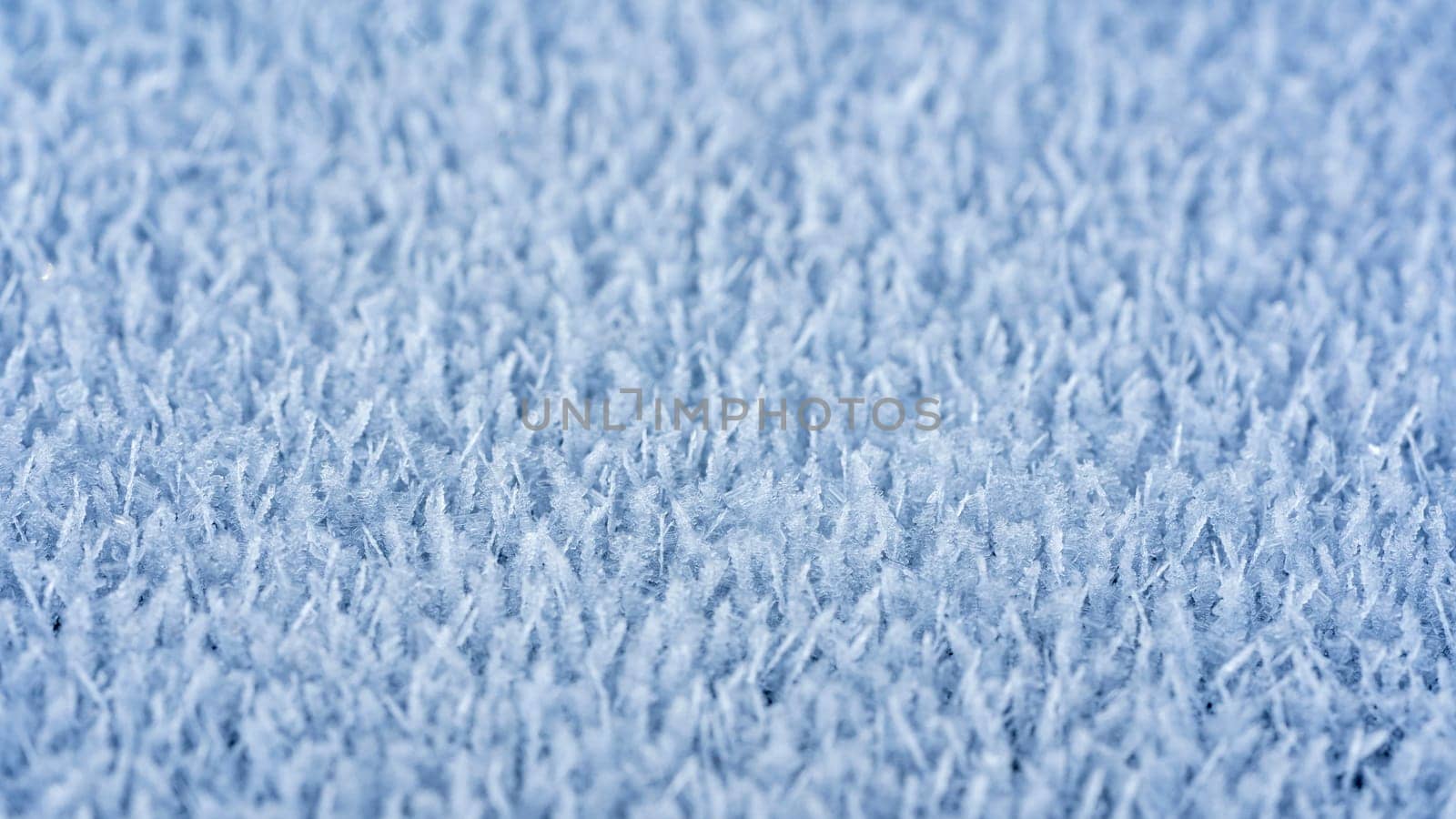 A close-up of ice chrysals outside on a cold winter day