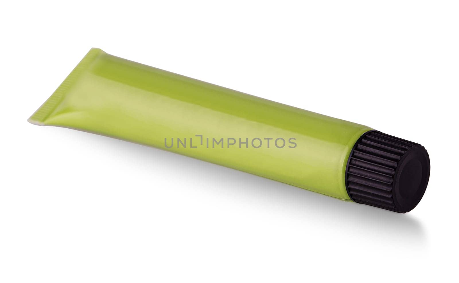 The Wasabi sauce in a plastic tube with black lid isolated on white background.