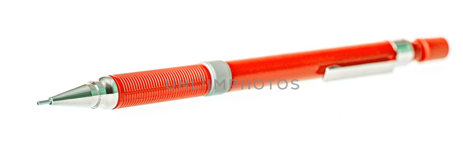 The red ballpoint pen isolated on white background with clipping path
