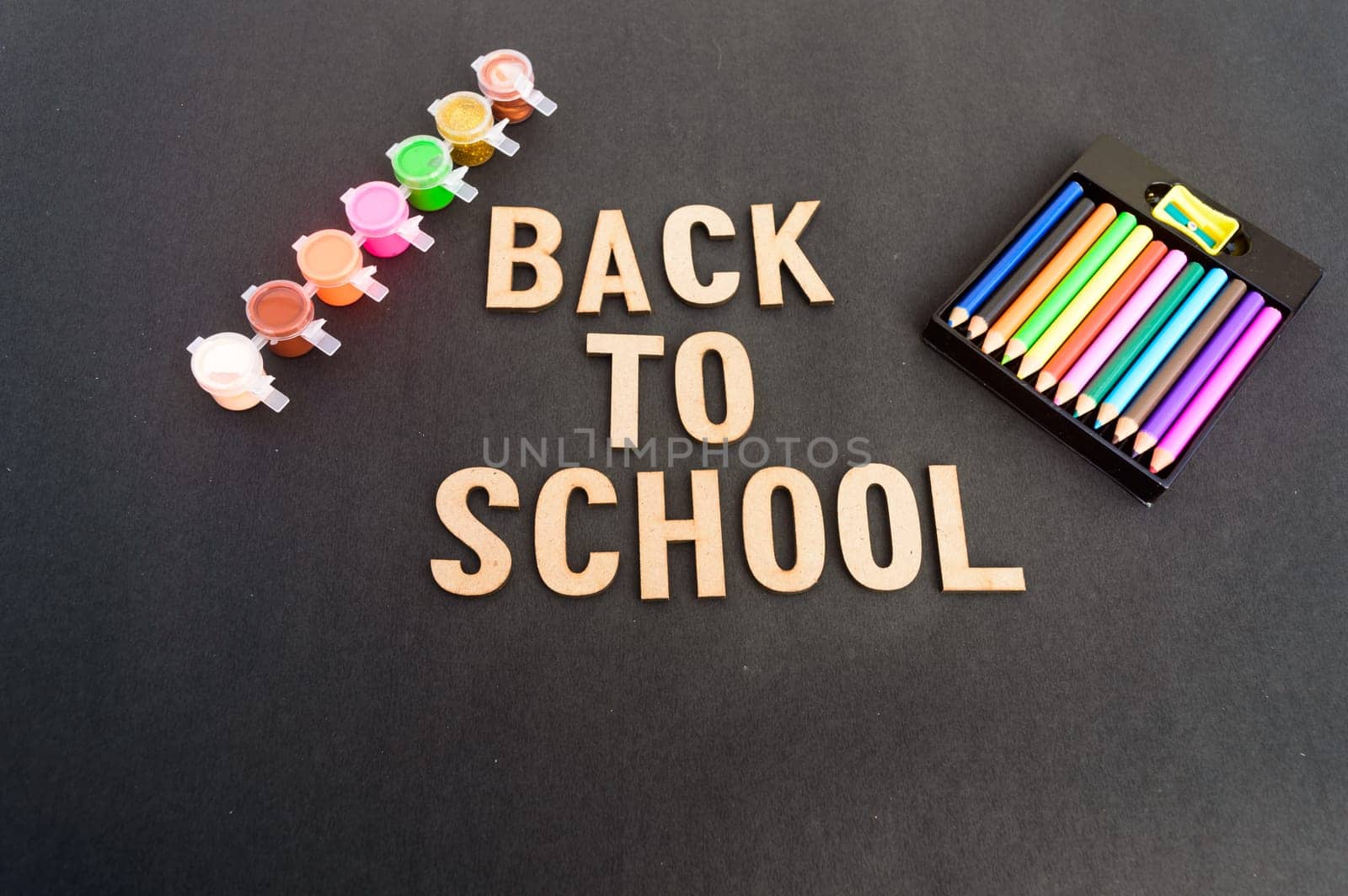 Back to school design with color pencils and typography lettering. Education illustration for ideal poster, web, cover, ad, greeting, card, social media, promotion.