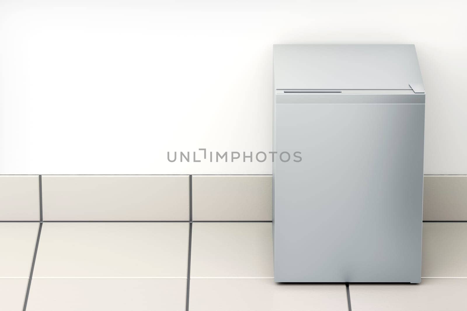 Silver small refrigerator in the kitchen