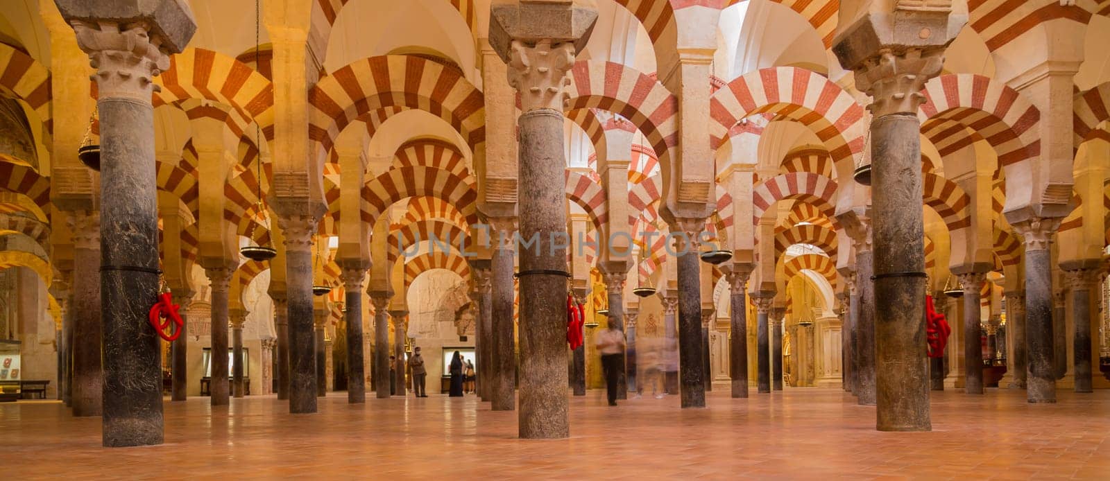 CORDOBA, SPAIN - Arches within the Prayer Hall of the Mezquita (Mosque), Cordoba, Spain