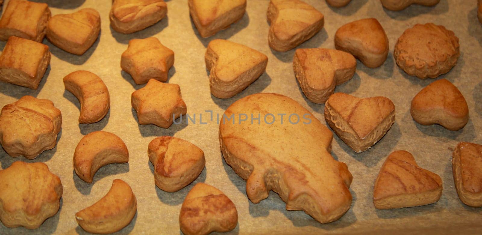 Scenes when baking gingerbread, cutting out, kneading, baking