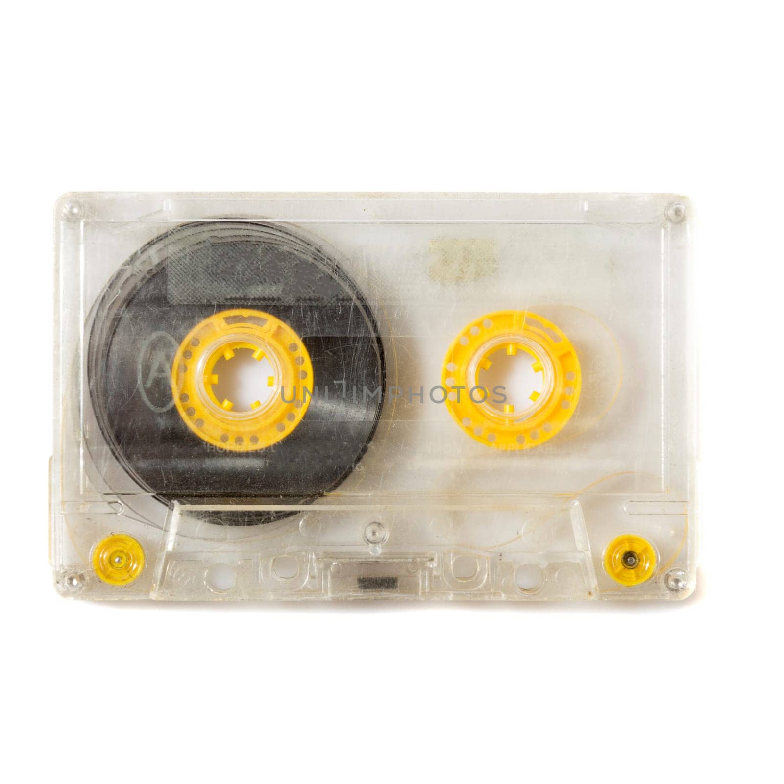 retro audio compact cassette on a white background