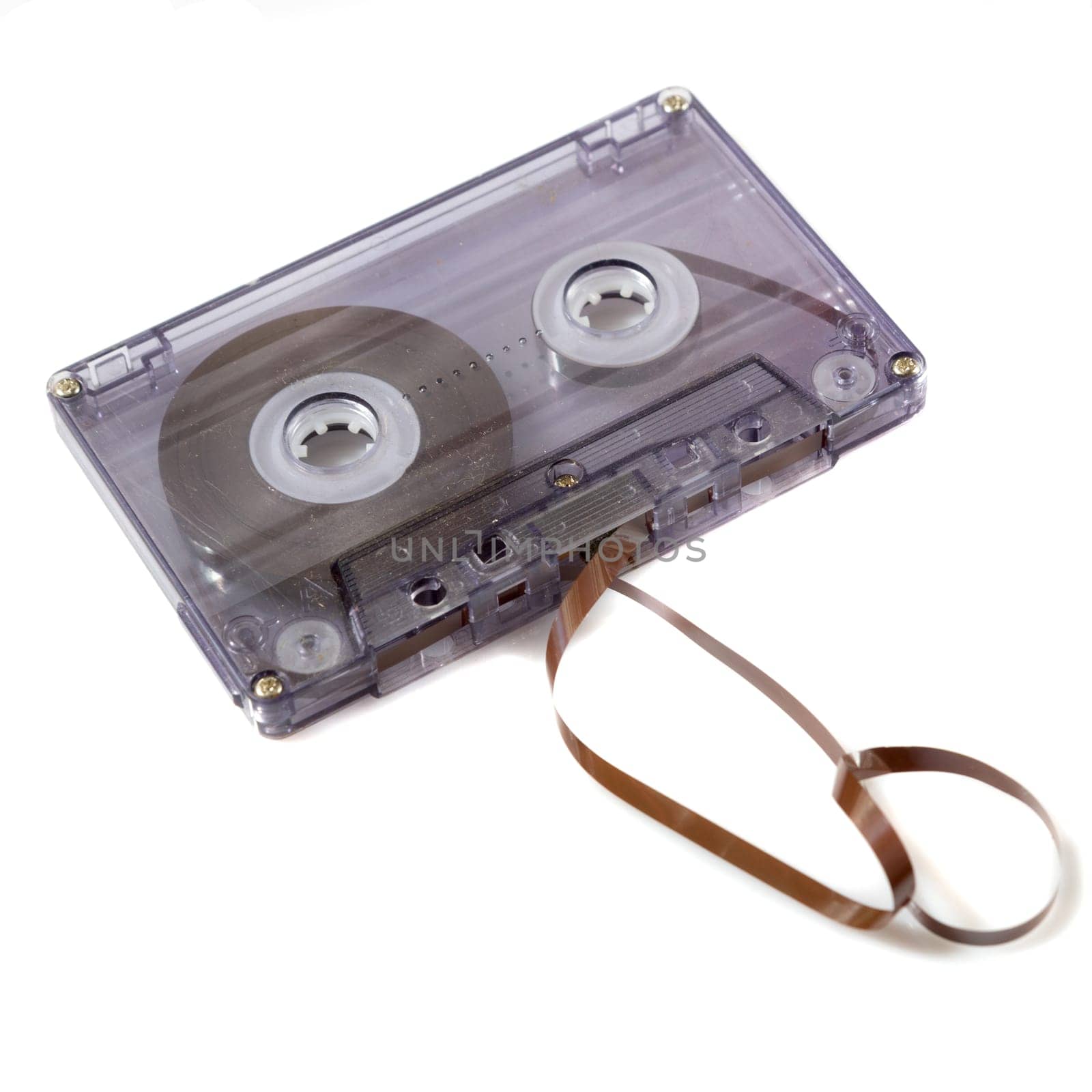 retro audio compact cassette on a white background