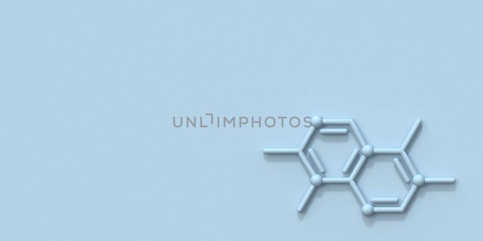 Chemical formula 3D rendering illustration isolated on blue background
