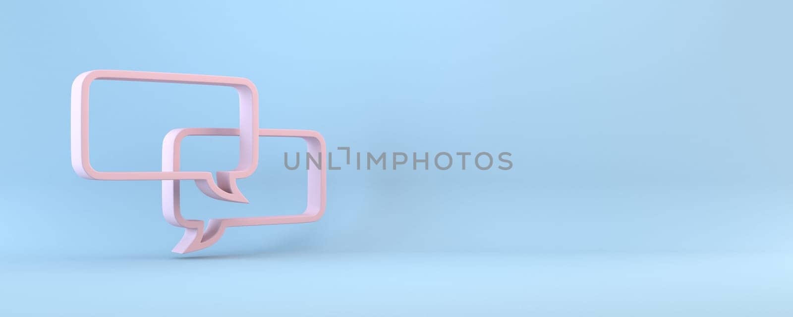 Two speech bubbles 3D rendering illustration isolated on blue background