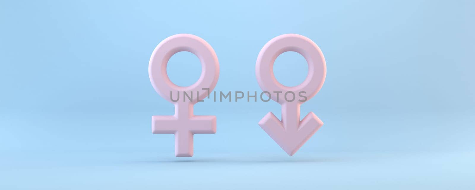 Female and male sign 3D rendering illustration isolated on blue background