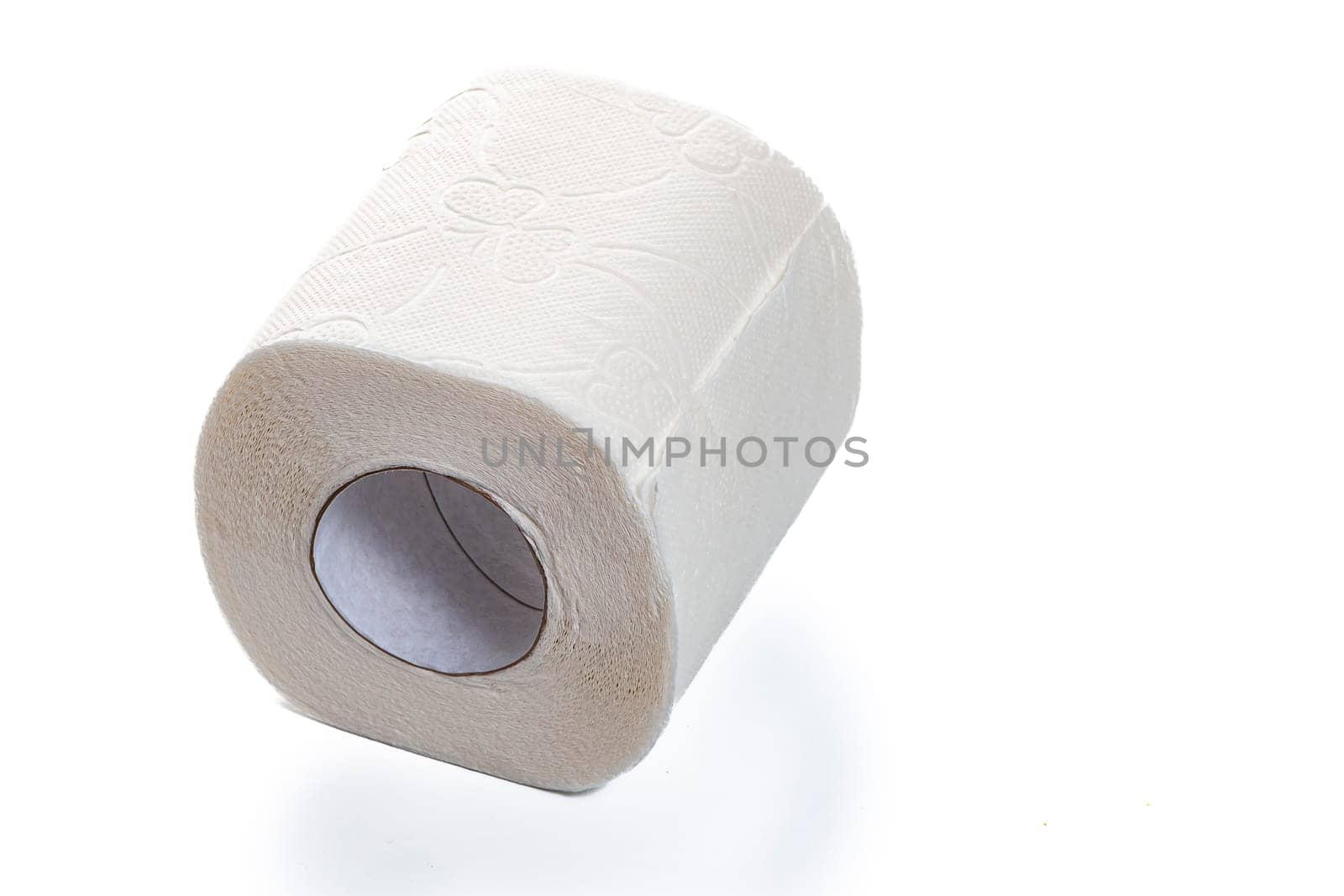 toilet paper roll on isolated white background, copy space. High quality photo