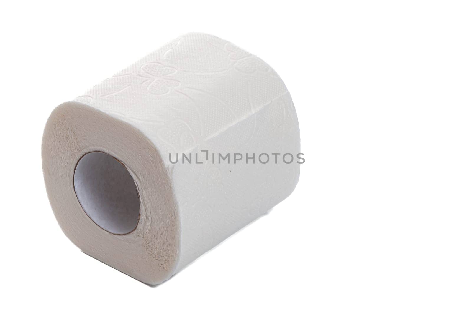 toilet paper roll on isolated white background, copy space. High quality photo