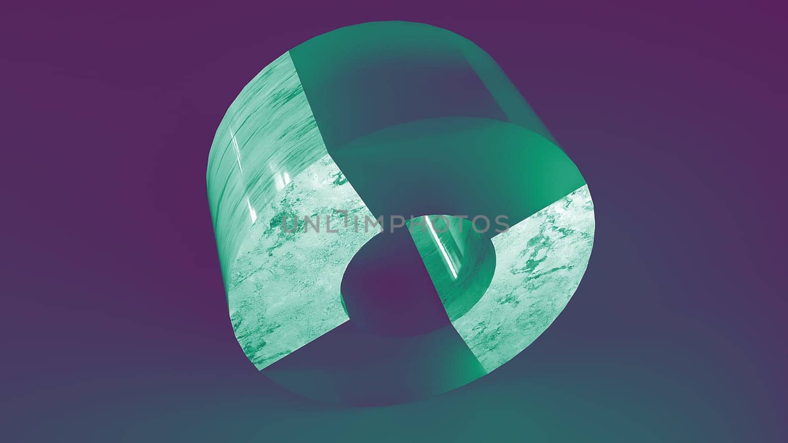 Realistic cylinder with 3d render hole in center. Part of drain pipe at industrial exhibition of exposition. Cylindrical object with smooth cuts in digital presentation.