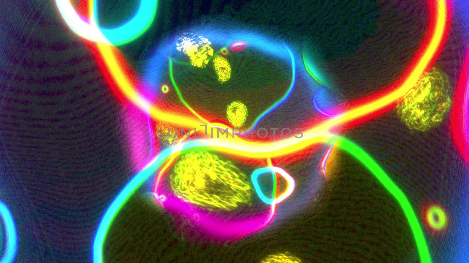 Microscopic structure 3d render of living abstract protozoan organism. Dangerous viral microbe that eats healthy tissues. Sphere with DNA lines and pulsating formations.