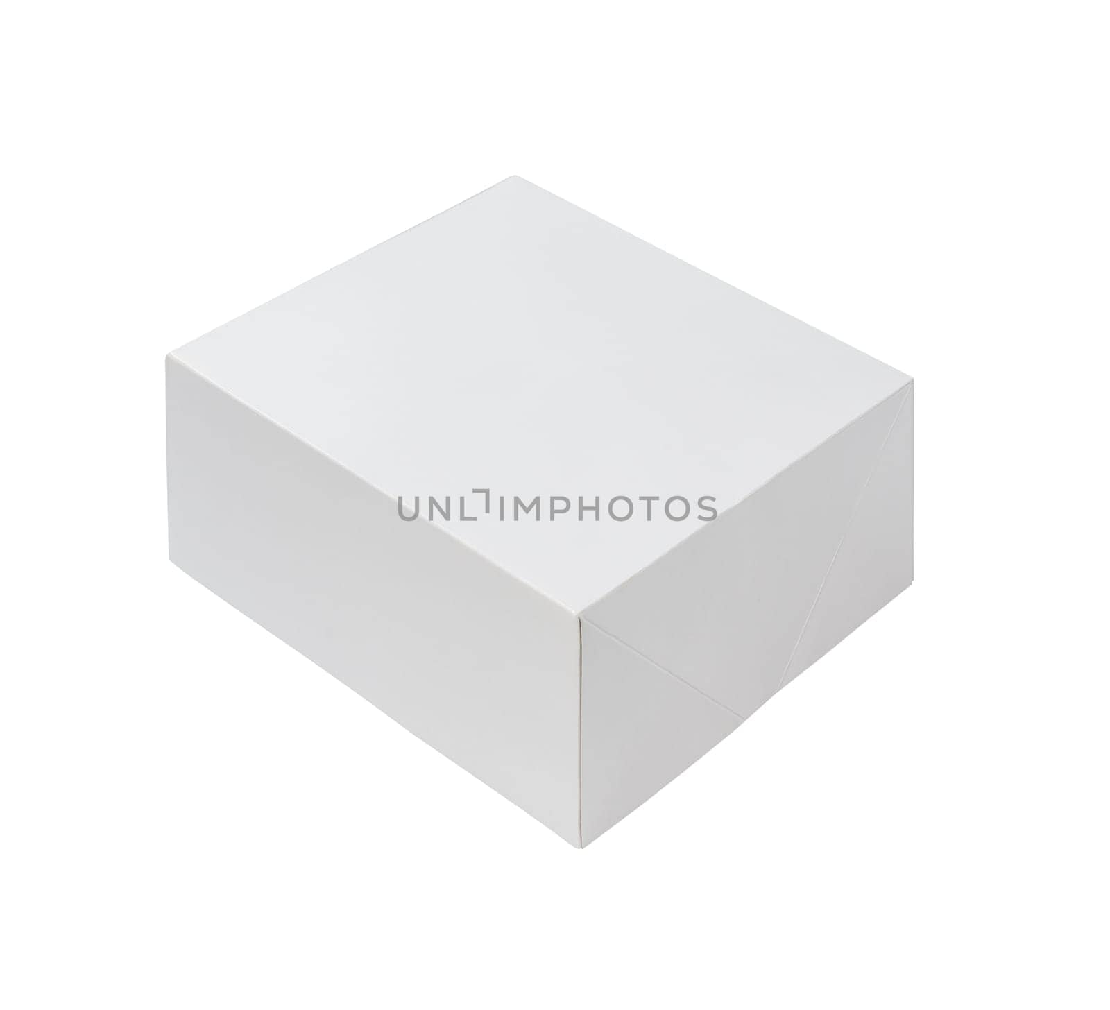 White cardboard paper box for products design mock-up isolated on white background