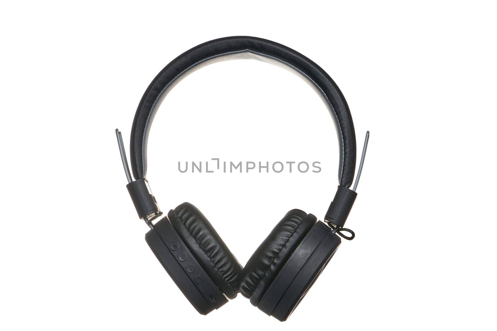 Black wireless headphones on an isolated background. High quality photo