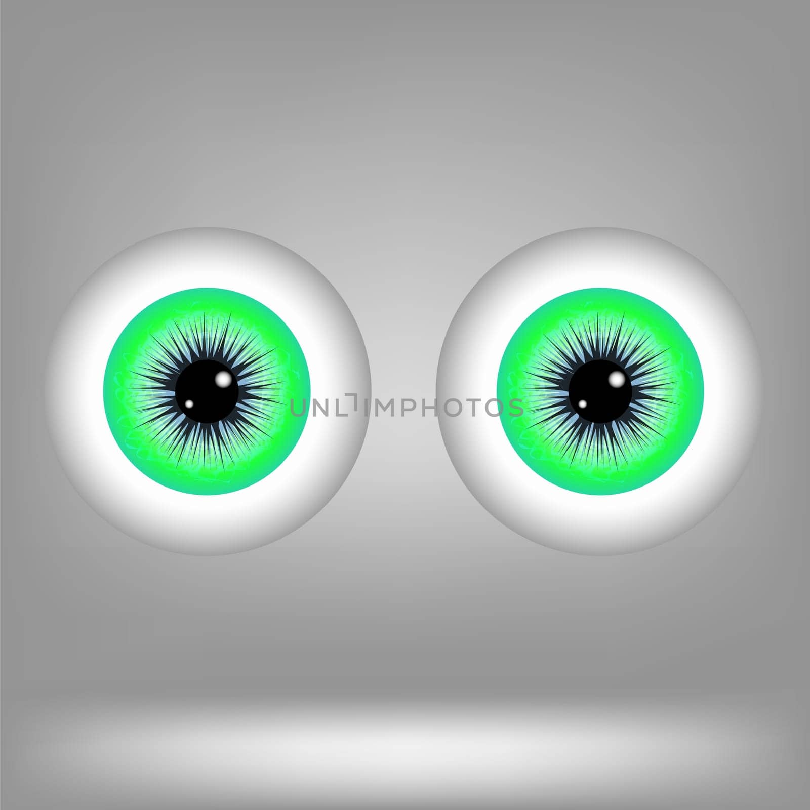 Green Eyes Isolated on Grey Background. Part of Human Face.