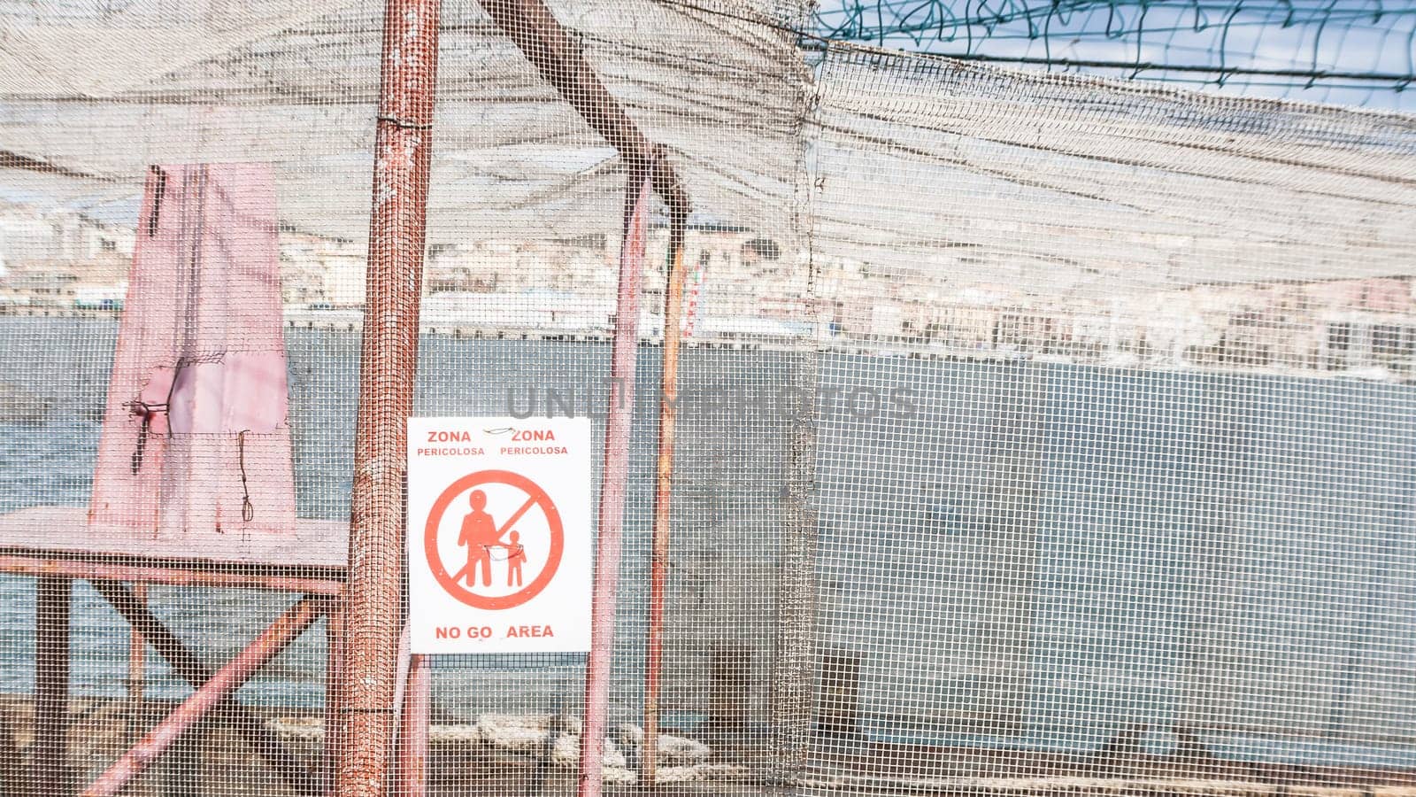 No go area. area enclosed by a wire mesh