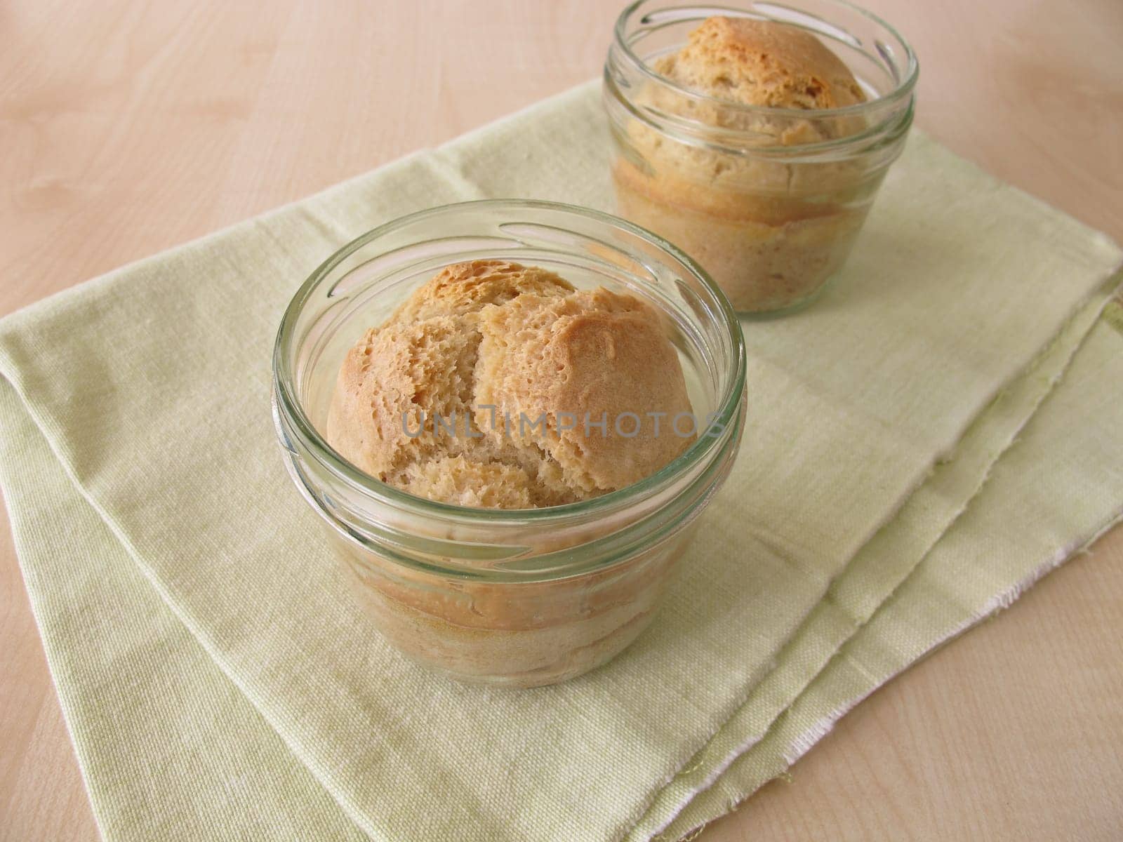 White bread baked in glass
