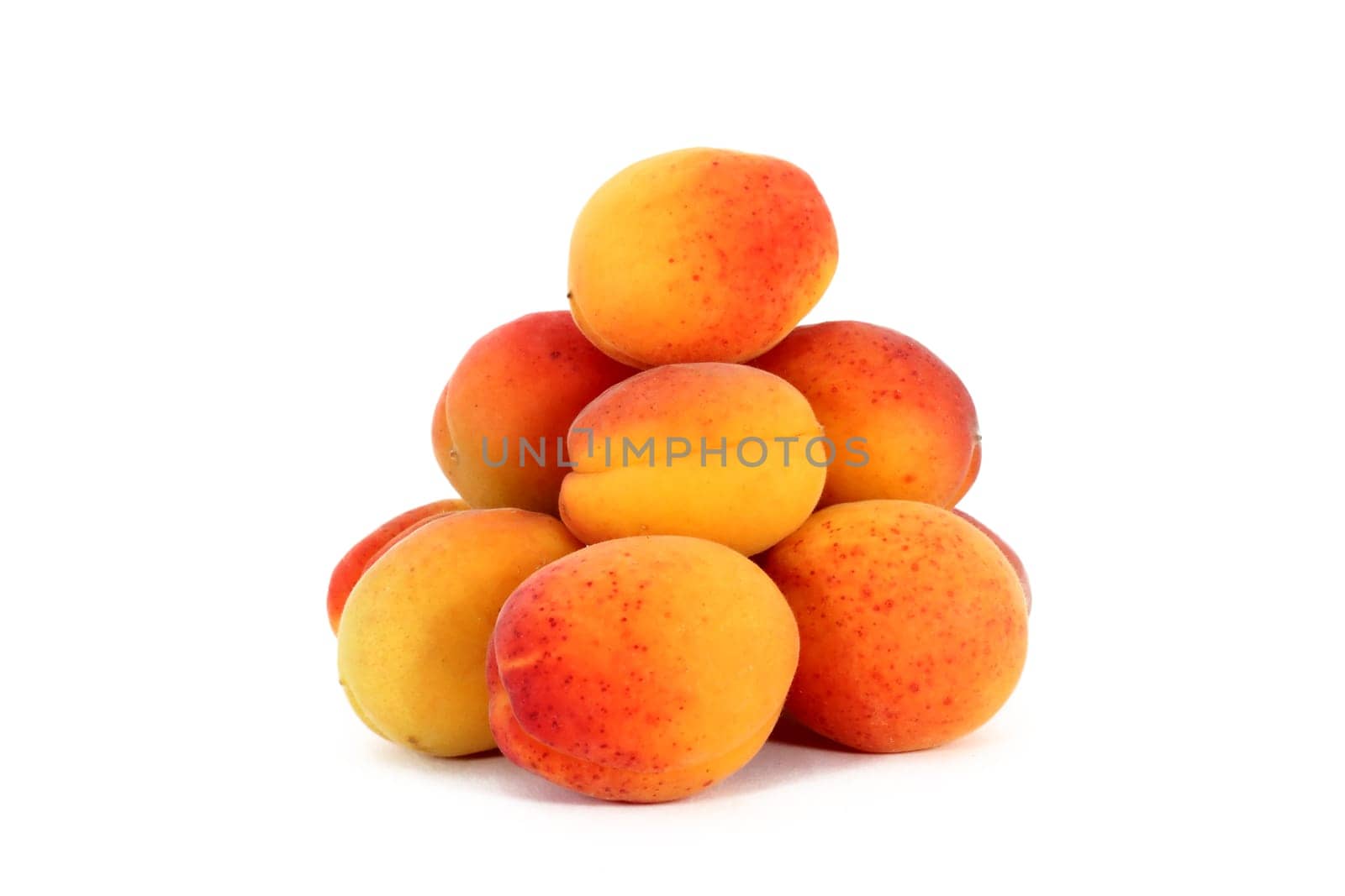 Fresh, colorful ripe apricots, isolated on white