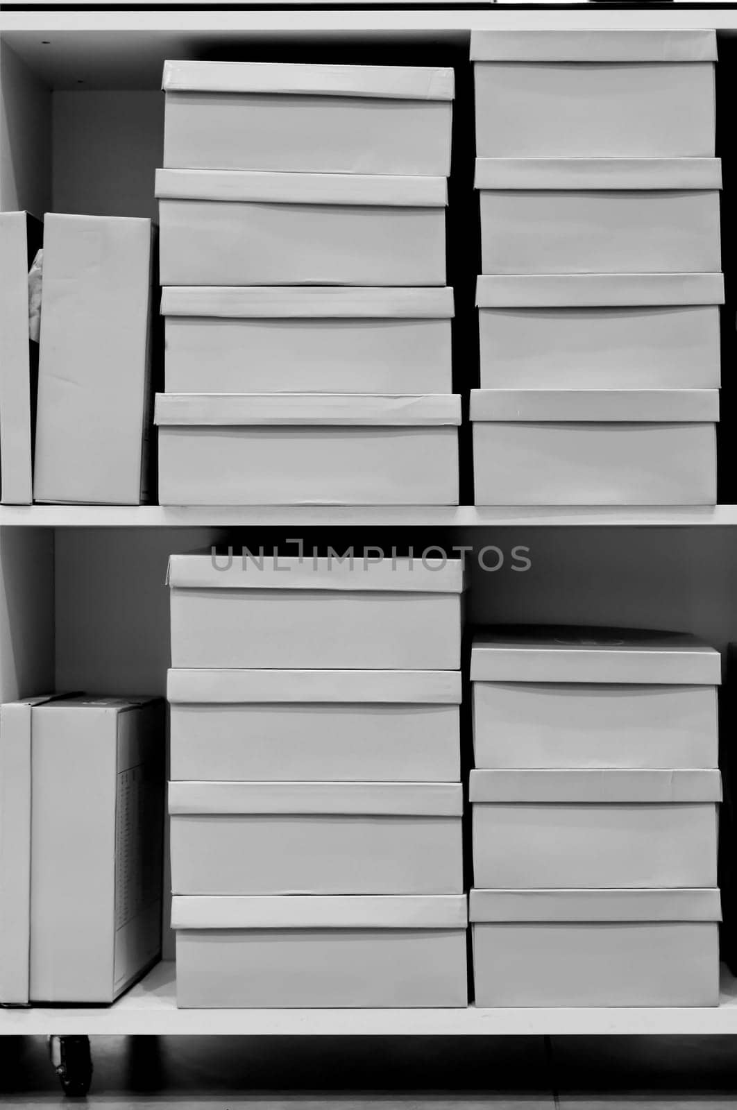 Shoe boxes in the shop