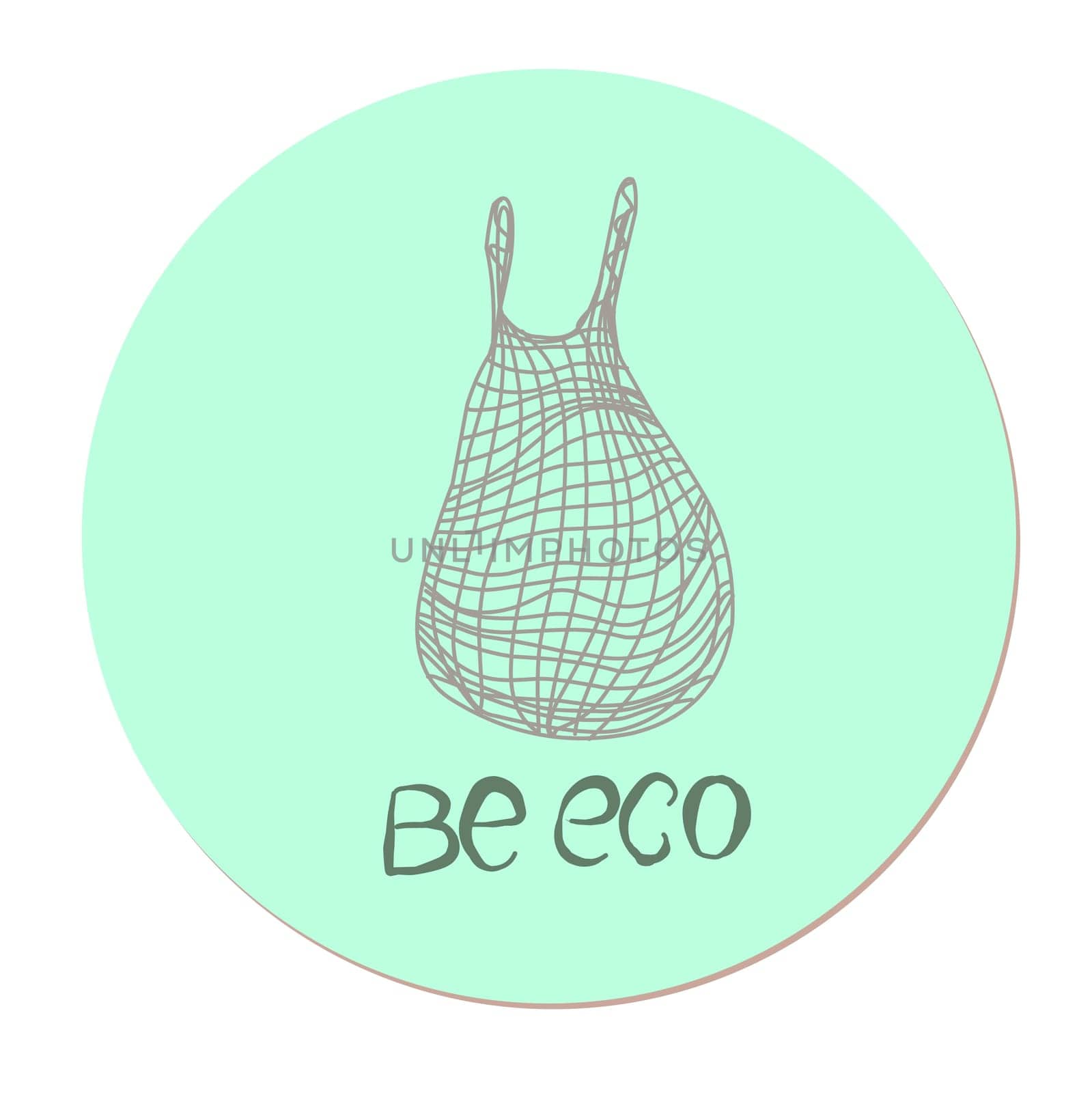 Bag. Eco bag. Balls for vegetables, cereals and candies. Eco activity. Environmental protection. Vector illustration on the theme of smart consumption and eco.