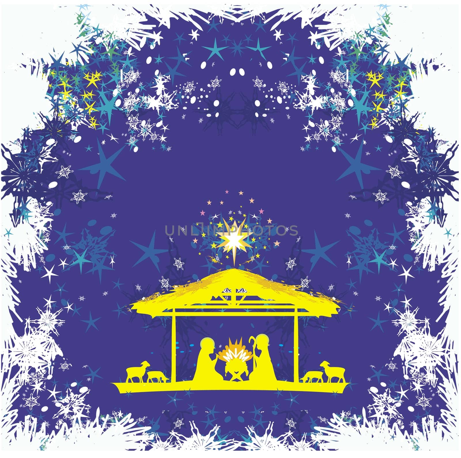 Birth of Jesus in Bethlehem - abstract card