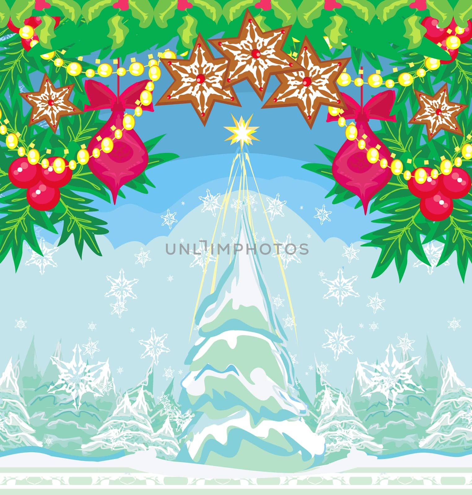 Abstract card with Christmas trees