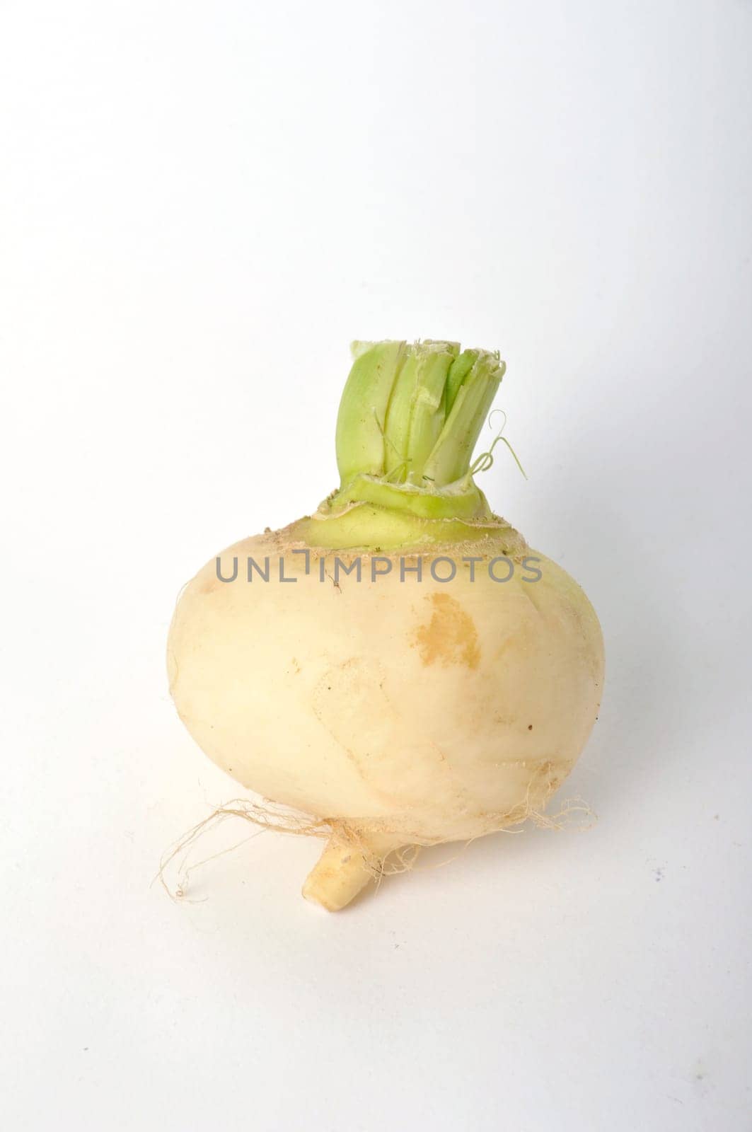 Young turnips on a white background