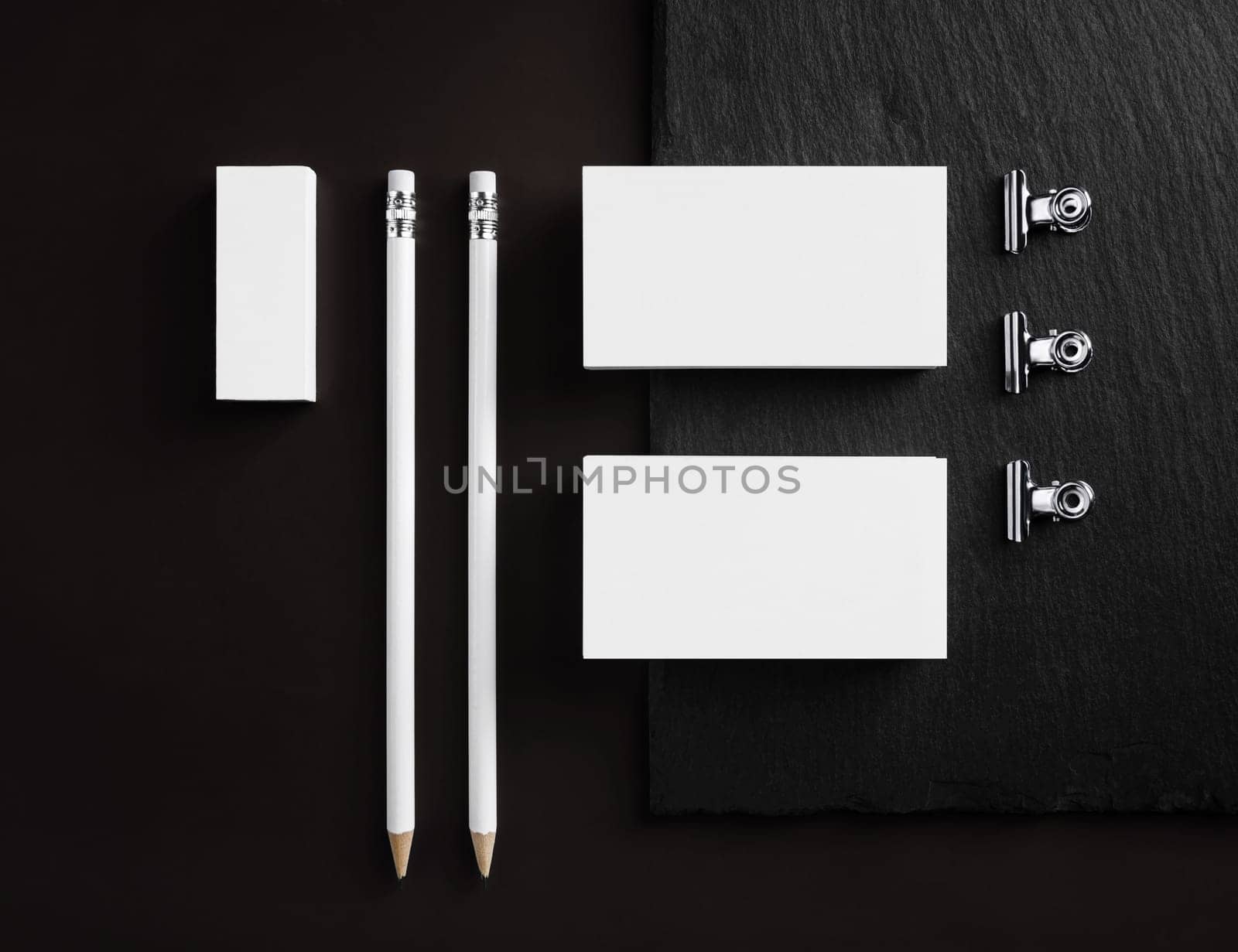 Blank stationery set. Mock-up for branding identity. For design presentations and portfolios. Top view. Flat lay.