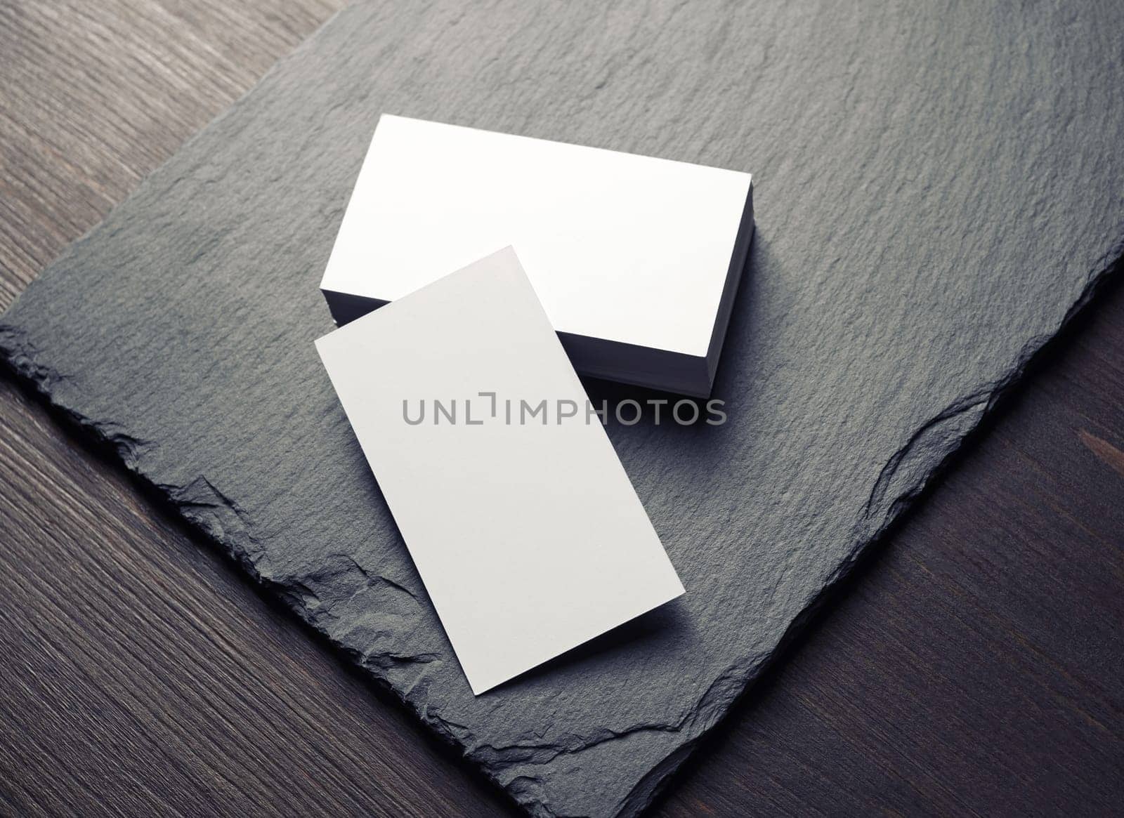 Blank white business cards. Mockup for ID. Template for graphic designers portfolios.