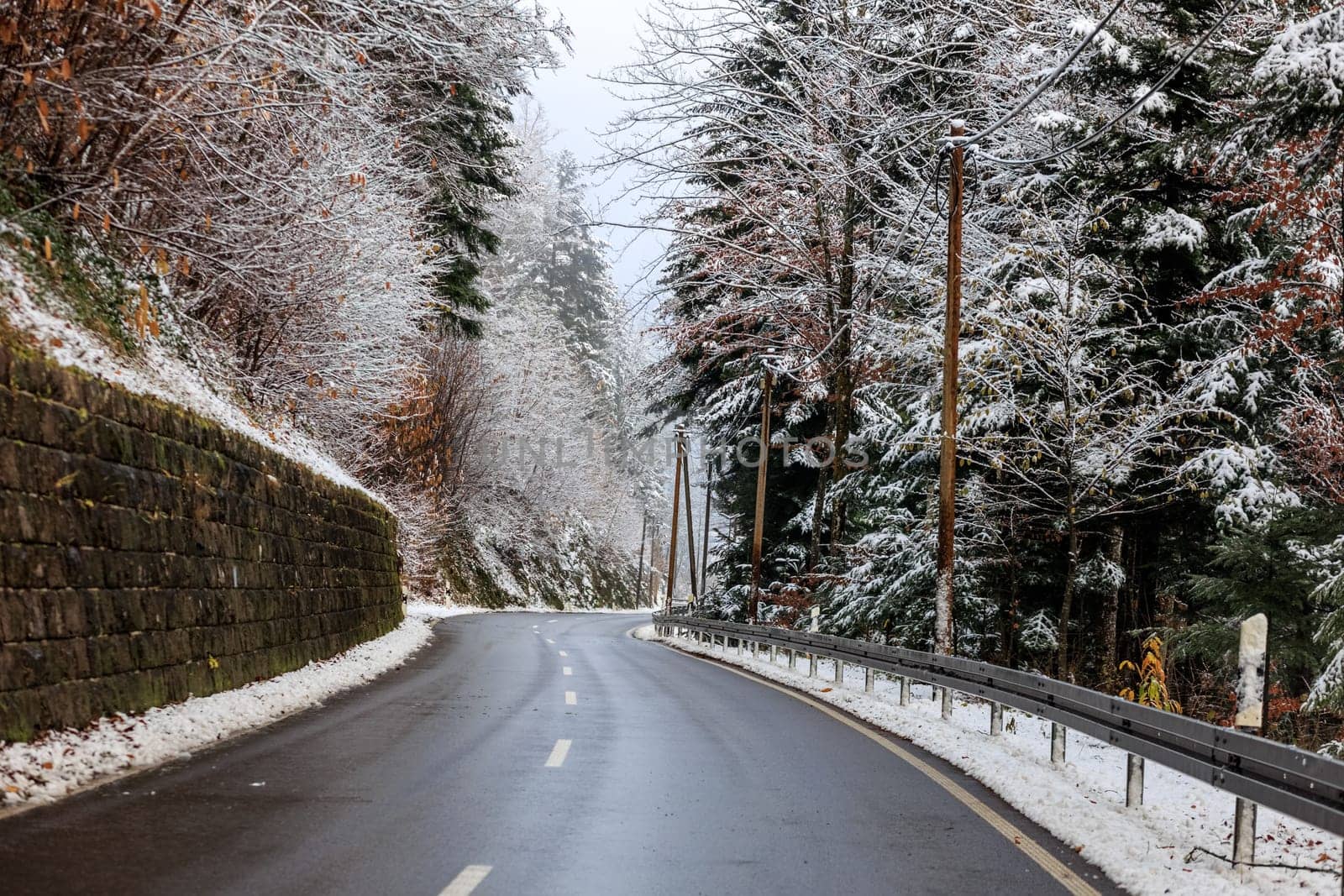 cleared country road in winter