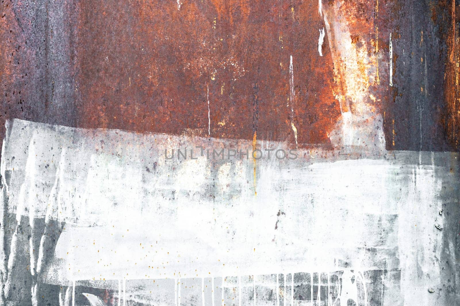 Abstract corroded old white paint on metal walls. The wall is cracked with old white paint. Rusty on old metal background. Metal rust. Texture, old metal iron rust texture.