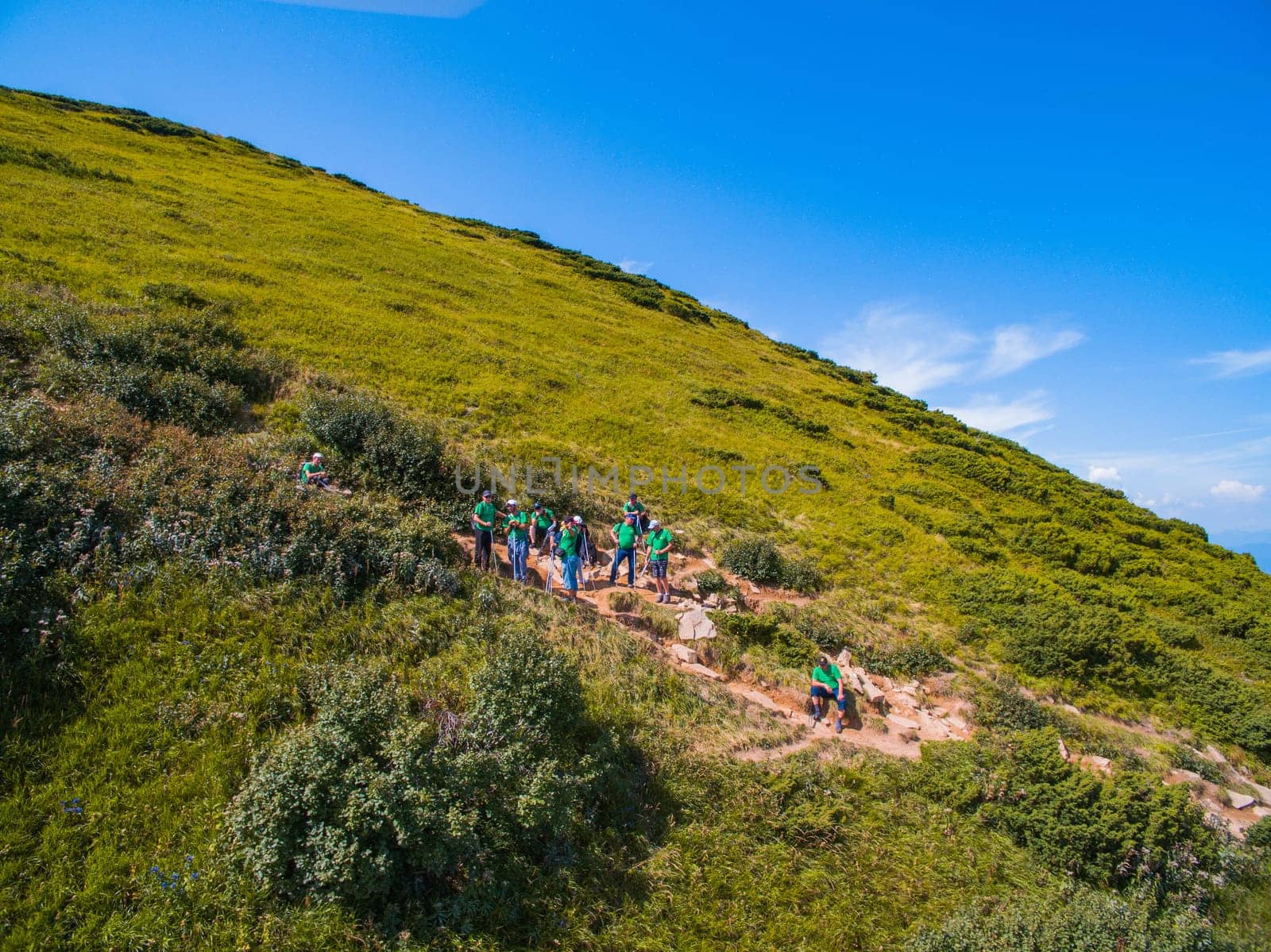 Aerial View of Great Green Ridge. Wooded Mountain Landscape