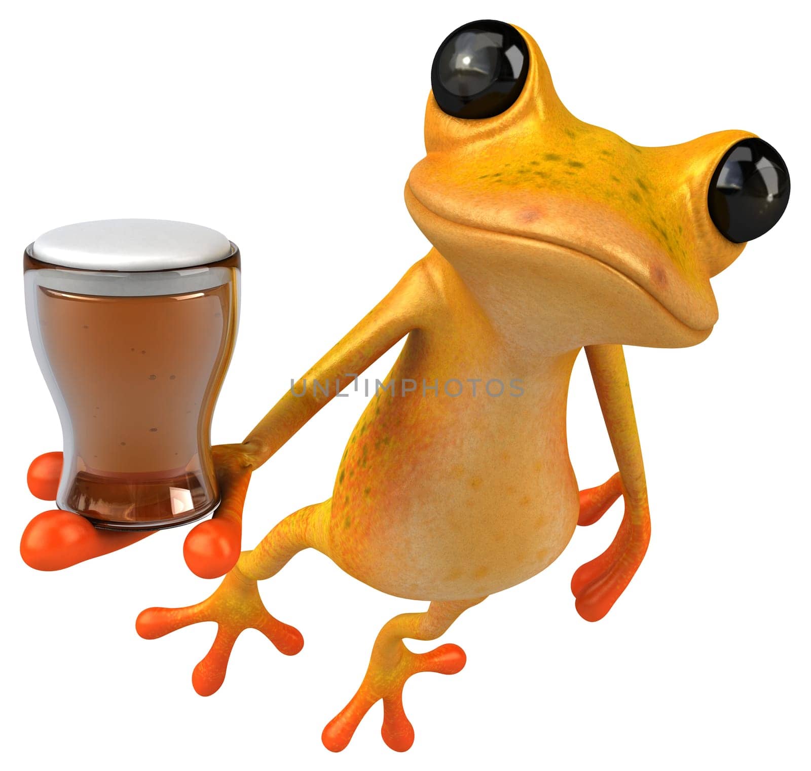 Fun yellow frog - 3D Illustration