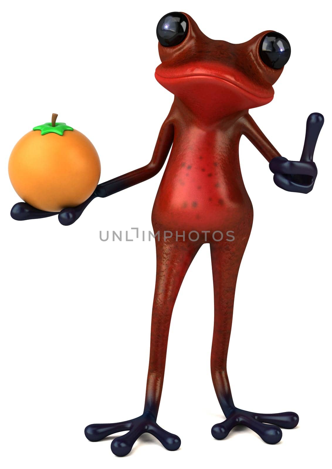 Fun red frog - 3D Illustration