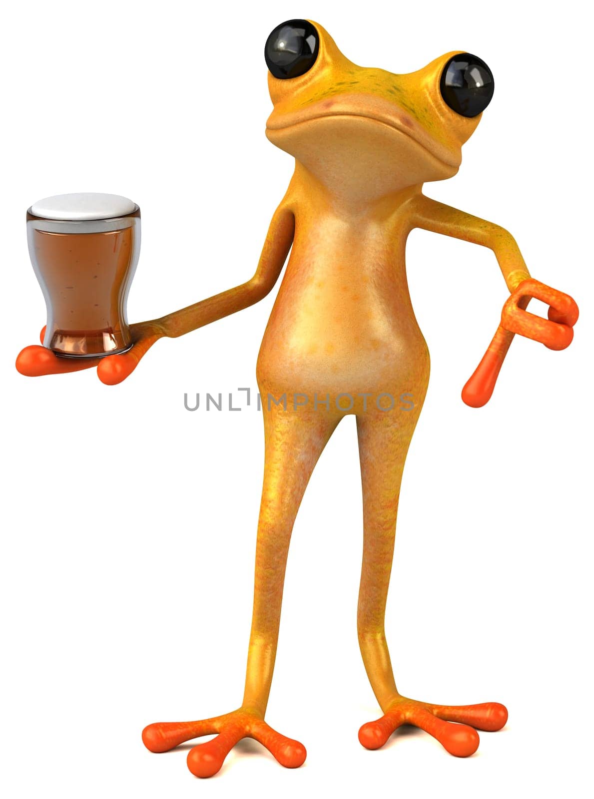 Fun yellow frog - 3D Illustration