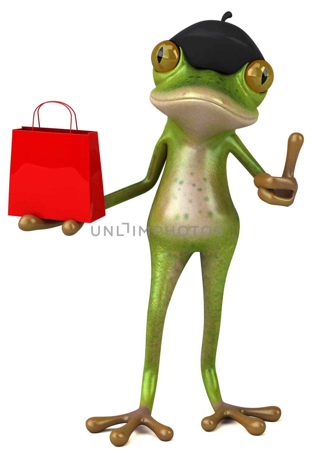 Fun french frog - 3D Illustration