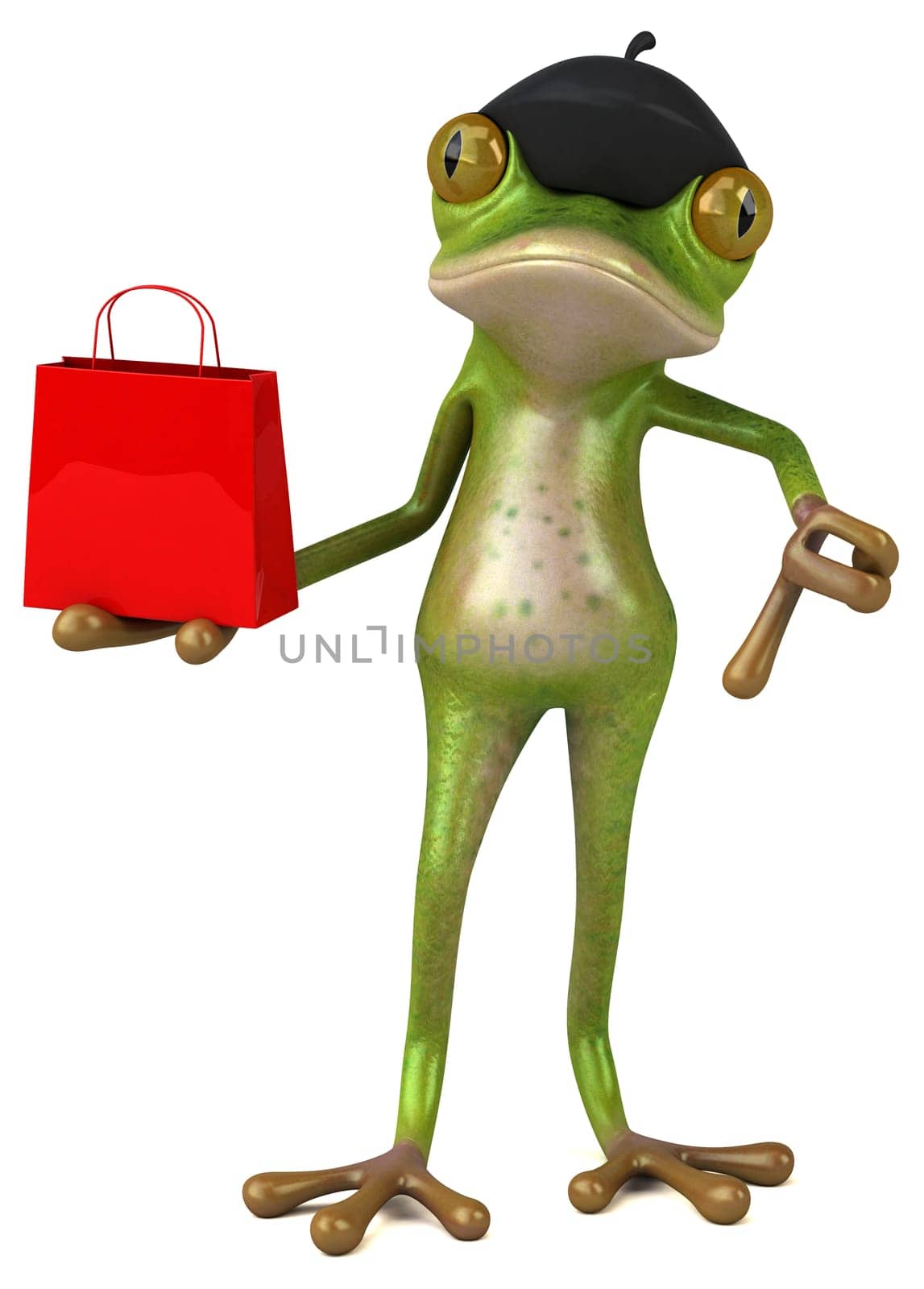 Fun french frog - 3D Illustration