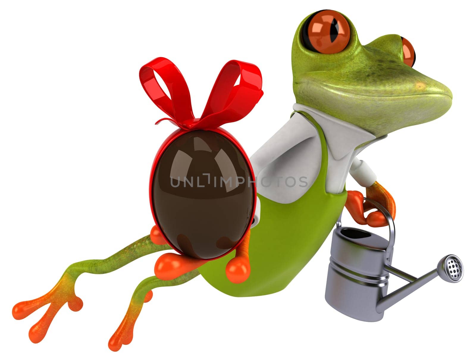 Fun frog gardener - 3D Illustration