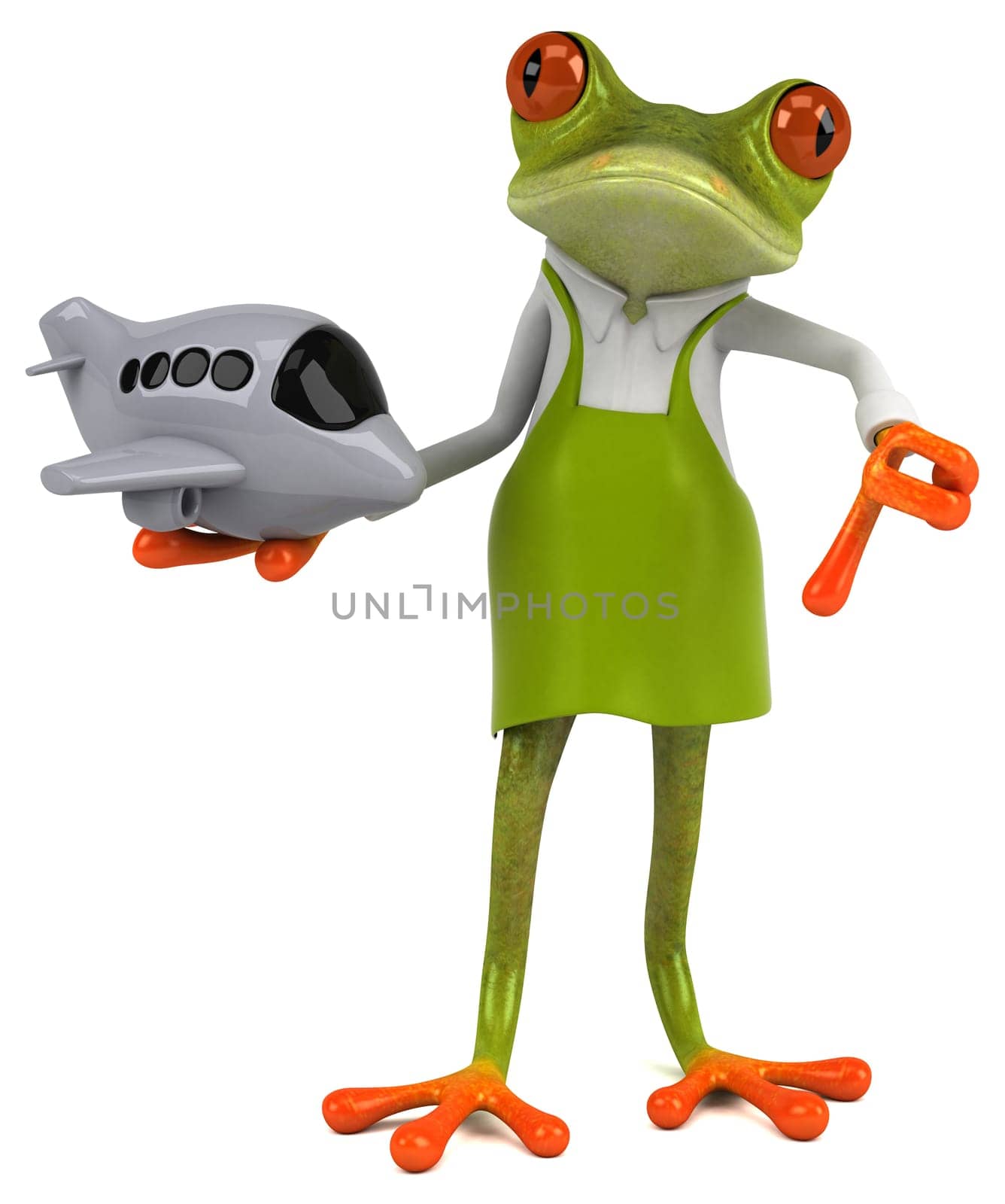 Fun frog gardener - 3D Illustration