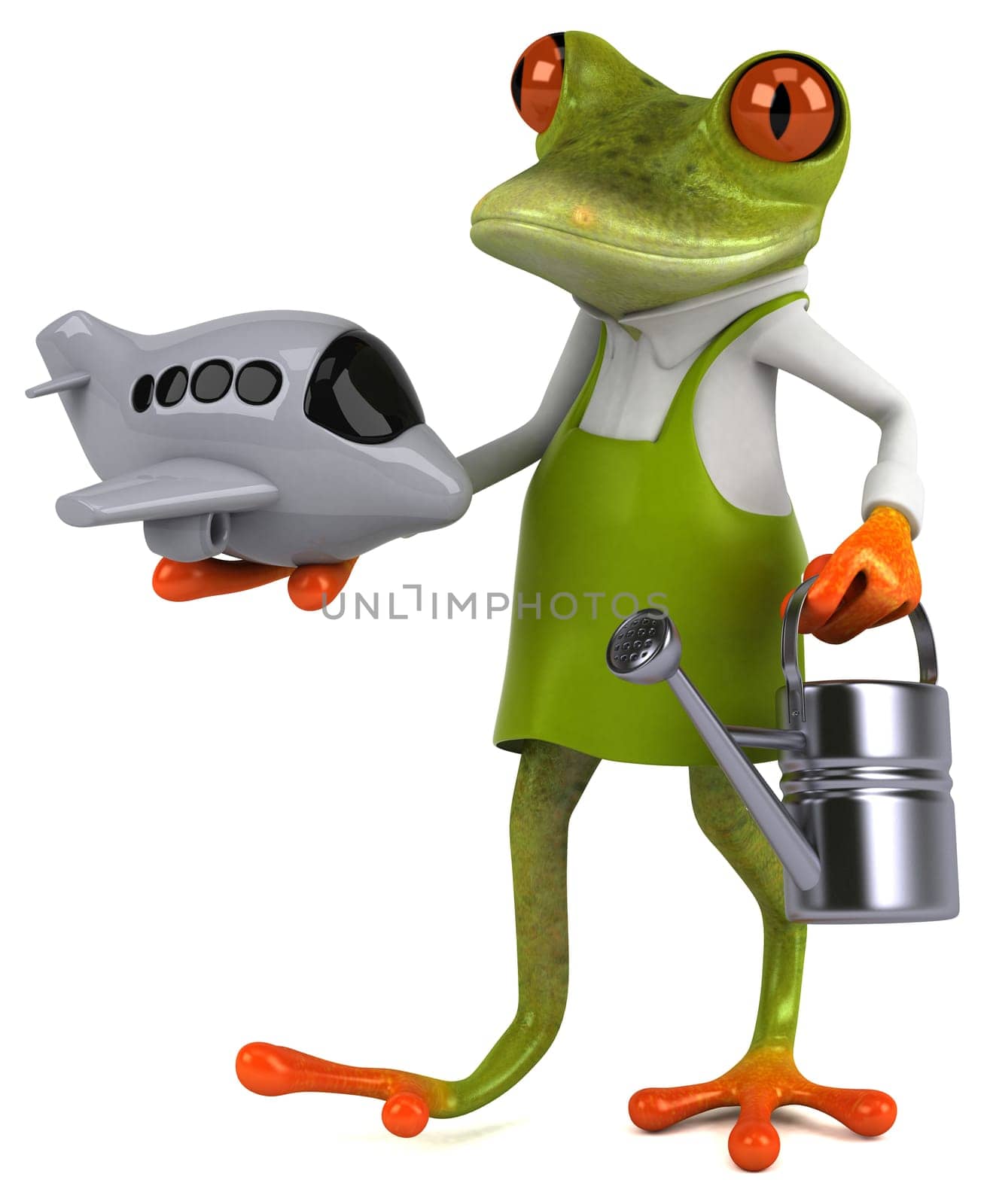 Fun frog gardener - 3D Illustration