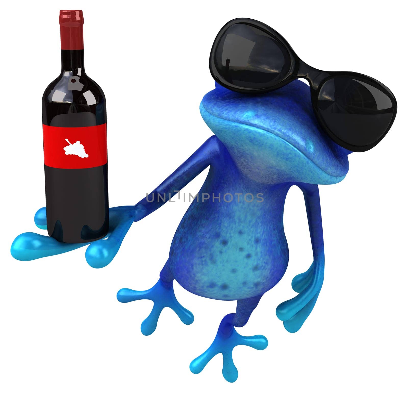 Fun blue frog - 3D Illustration