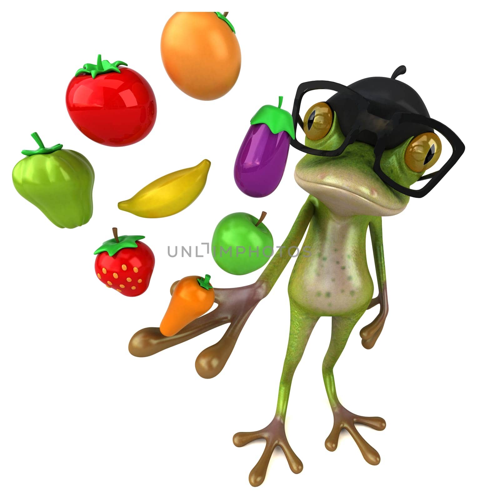 Fun french frog - 3D Illustration