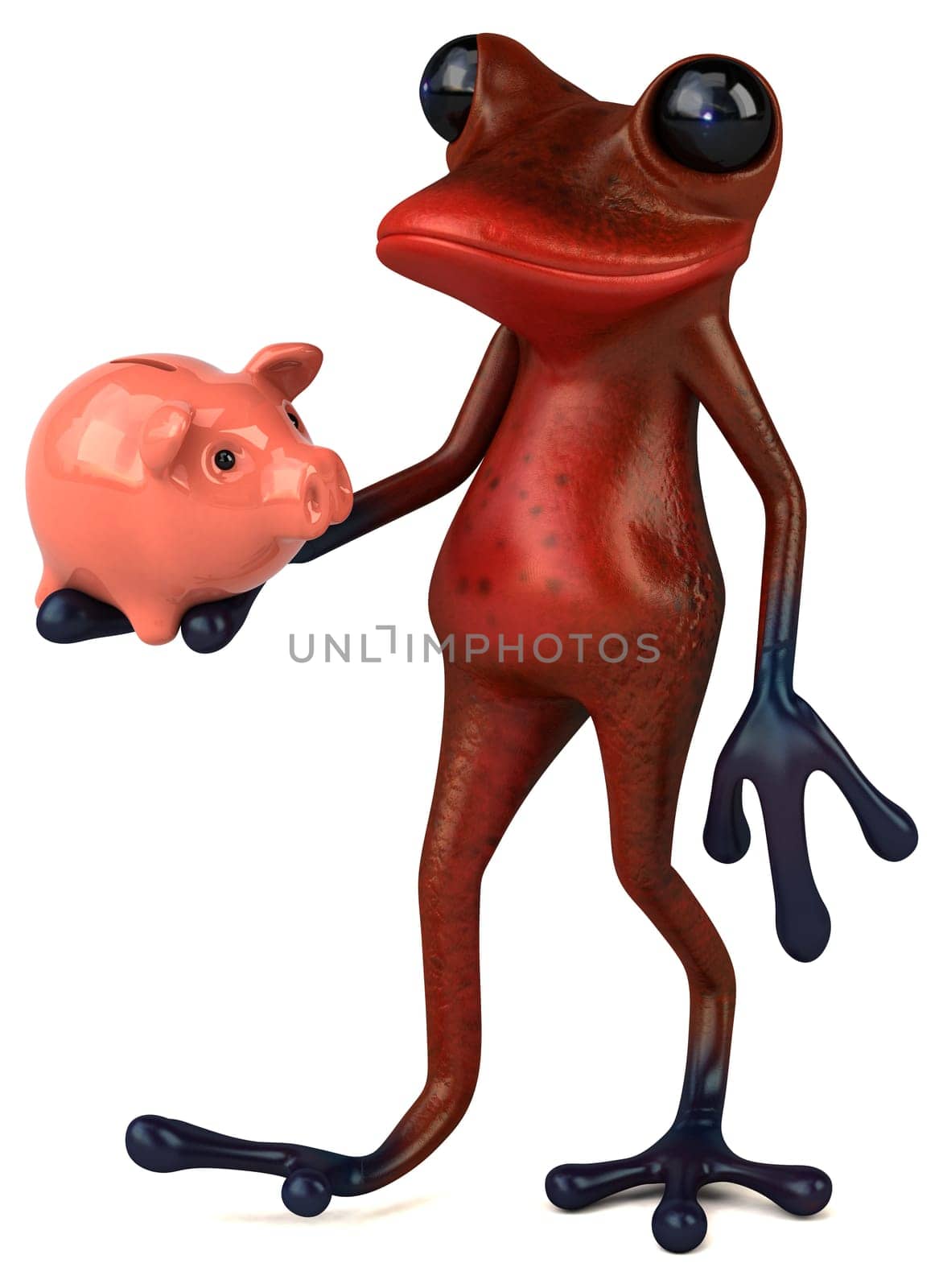 Fun red frog - 3D Illustration